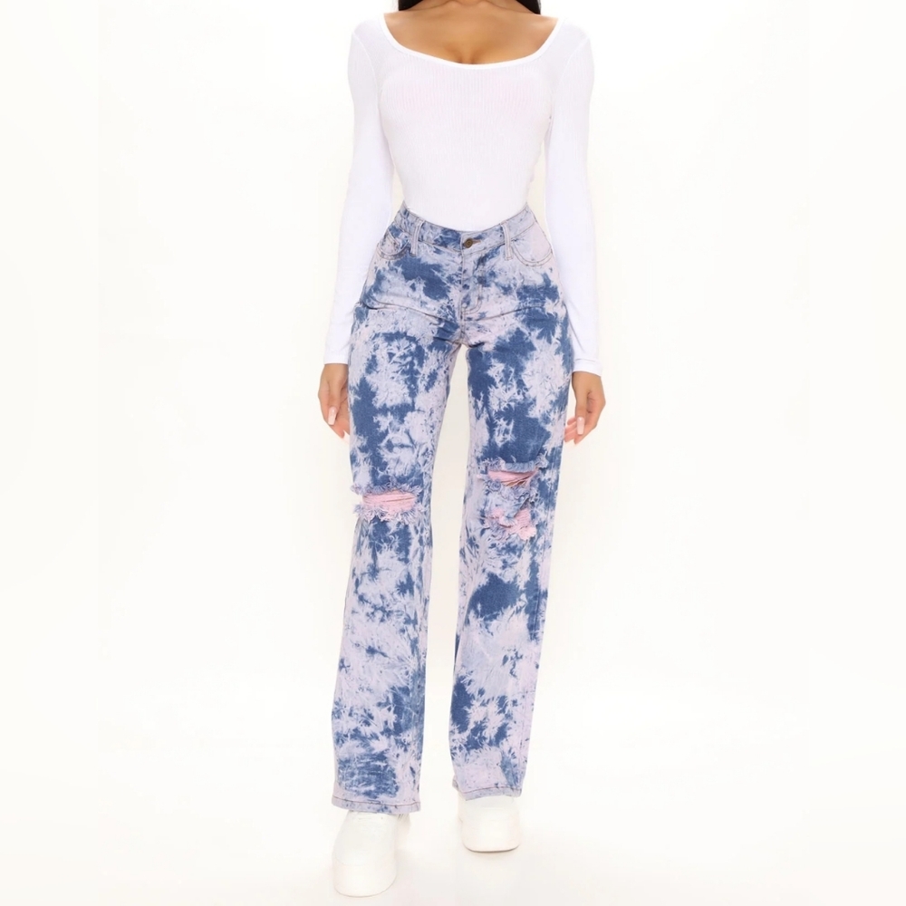 Tie Die Distressed Jeans